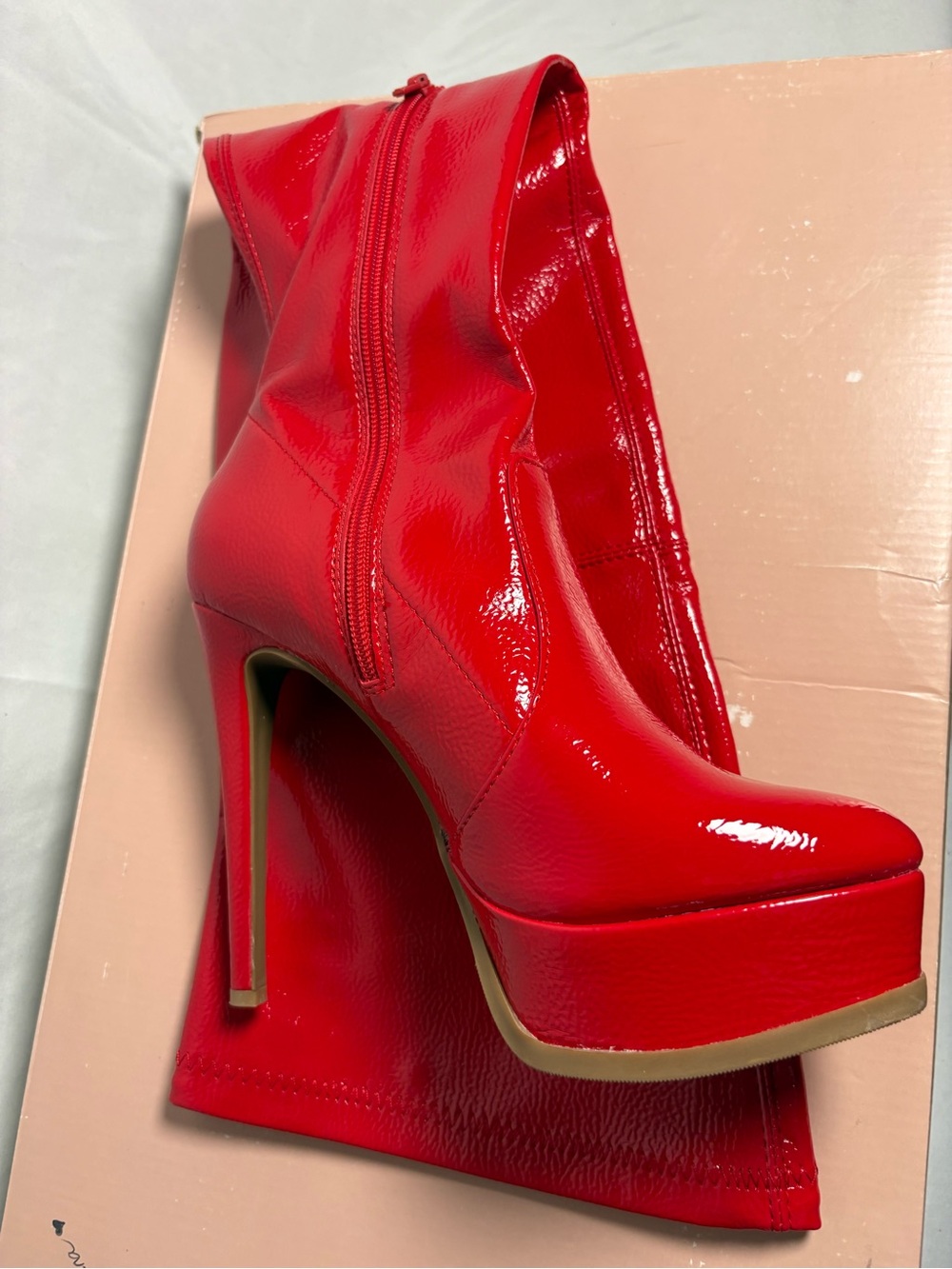New Thalia Sodi Red Patent Over-the-Knee Heeled Boots size 7.5M - Picture 3 of 8